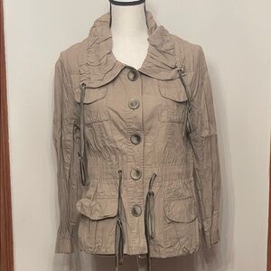 Anthropologie One Girl Who Beige Utility Jacket